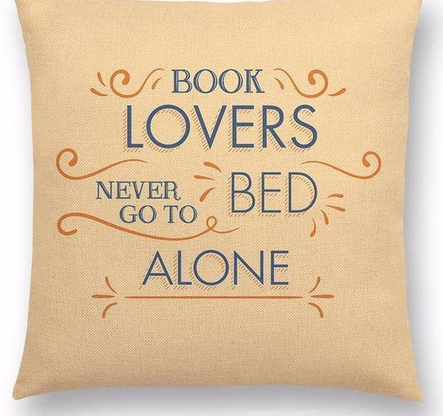 Reading and Books Themed Cushion Cover Tea Coffee Pastel Colours - Belfast Books