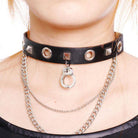 Gothic Punk Black Leather Choker Necklace - Belfast Books