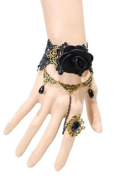Dark Rose Ring-to-Wrist Bracelet - Belfast Books
